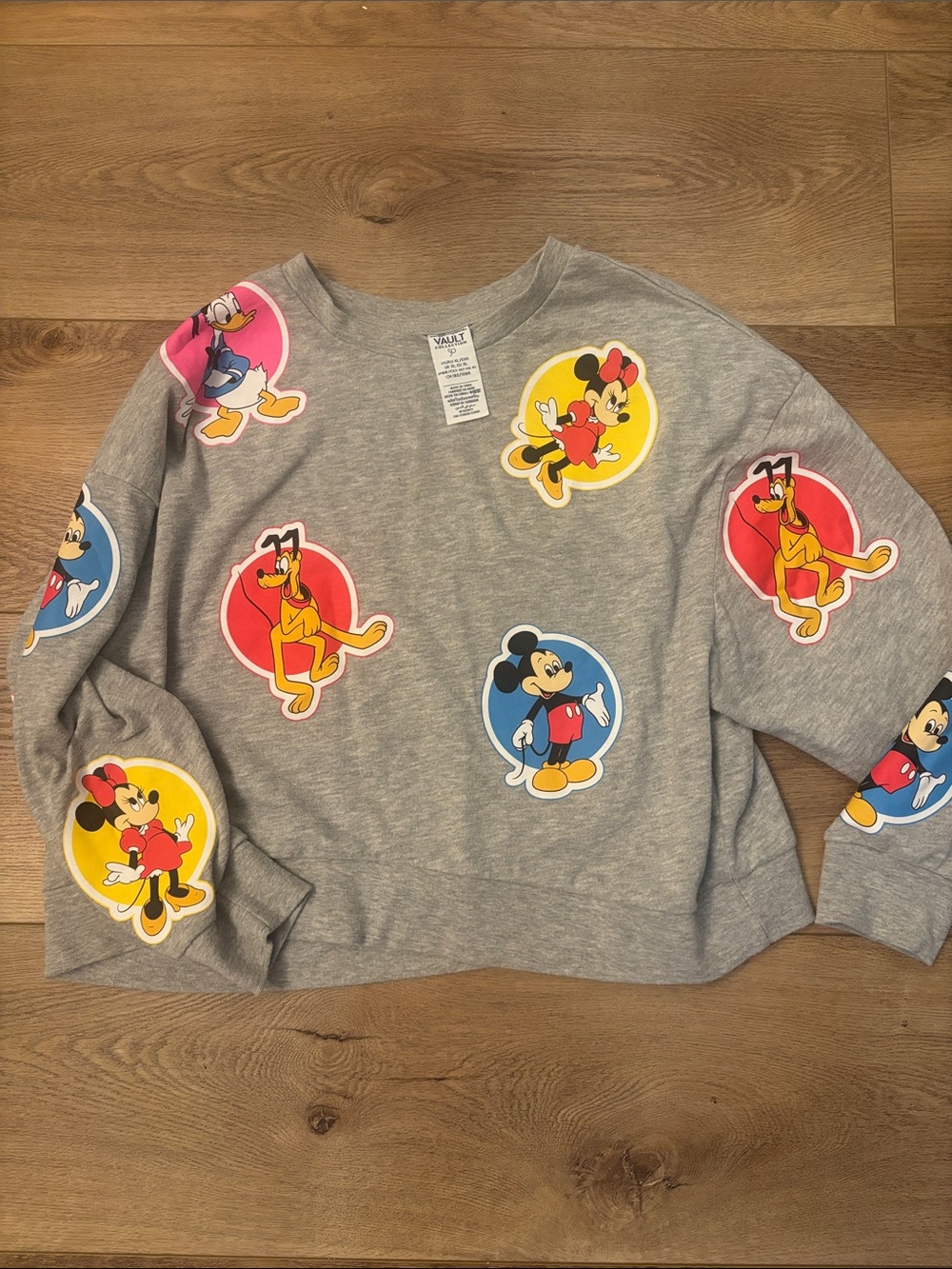 Gray Disney Kids Sweatshirt with Classic Character Patches